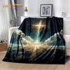 Couverture douce en flanelle 3D Priez Sainte Bible Croix Jésus pour Lit Chambre Canapé Pique-nique, Couverture à jeter pour Couverture Extérieur Loisirs Sieste Cadeau