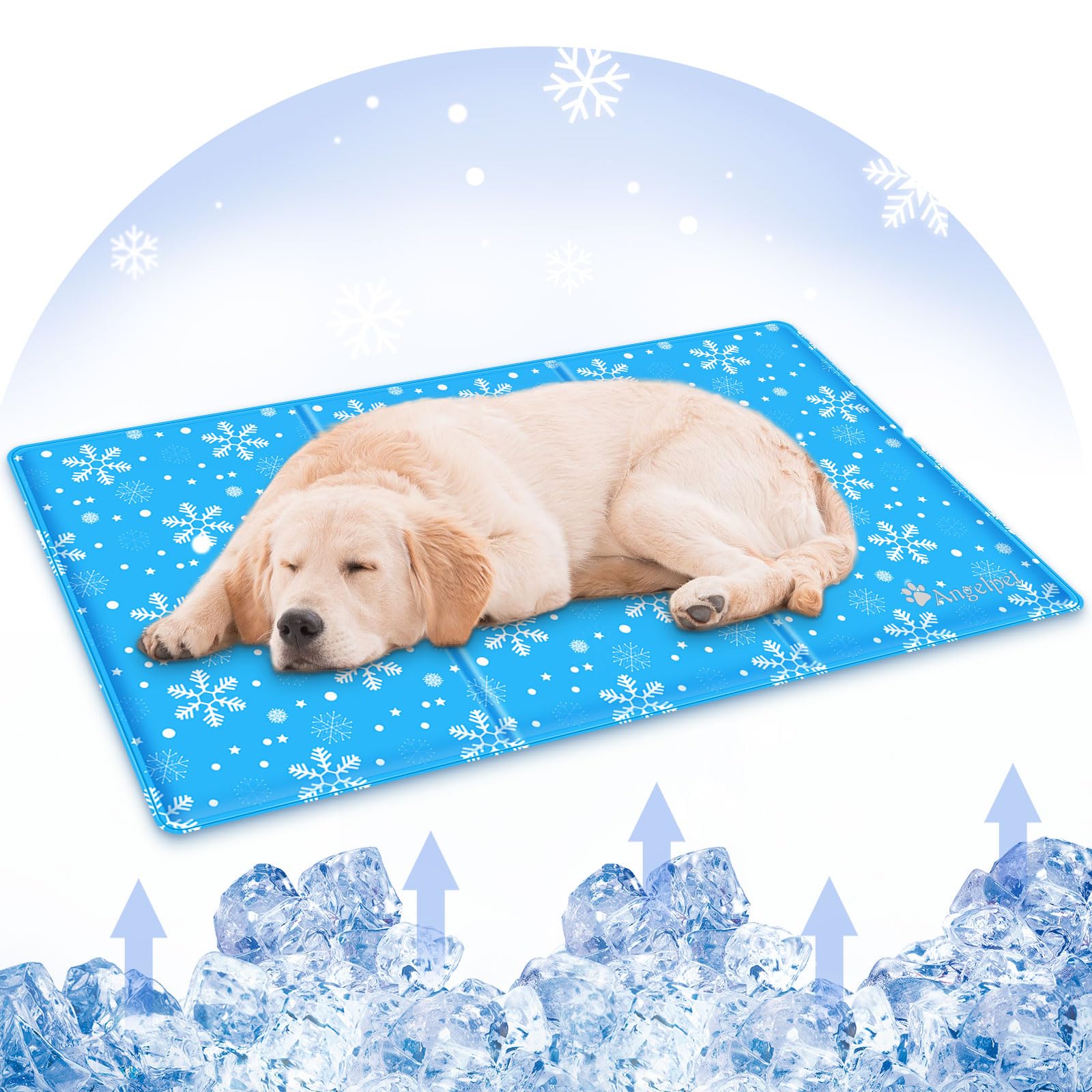 

Angelpet Охлаждающий коврик для питомцев для собак и летний охлаждающий гель от теплового удара охлаждающая простыня для питомцев и подходит для средних и крупных собак Снежинка