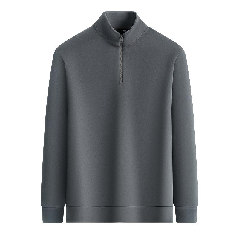 Men's Half Zip Mock Neck Sweatshirt Light Gray Long Sleeve Pullover