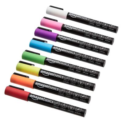 AmazonBasics Conjunto de marcadores de giz ponta fina cor brilhante pacote com 8