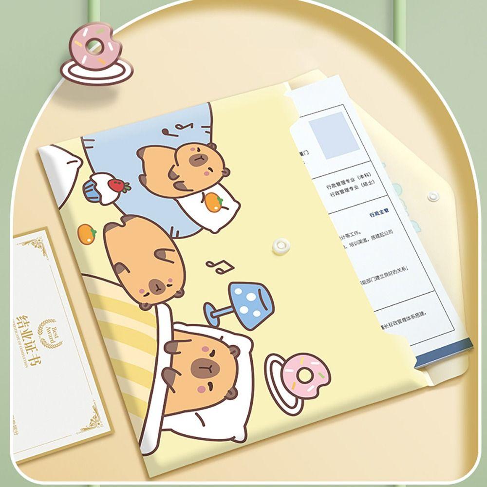 5PCS/Set Large Capacity File Bag Snap-fastener Document Bag Portable A4 File Folder  School Office