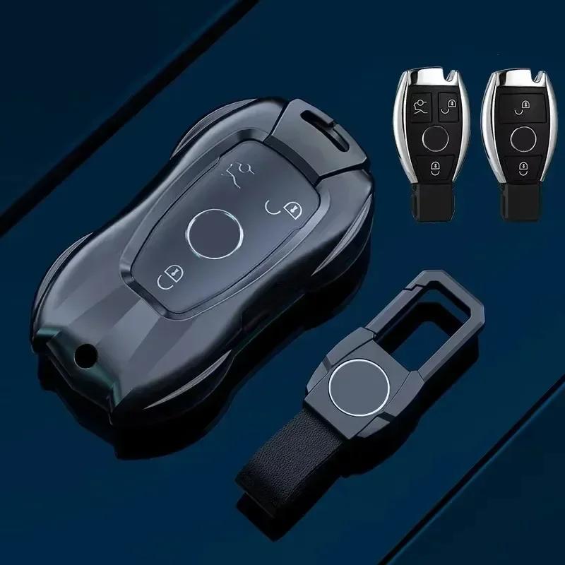 Car Key Case Cover For Mercedes Benz C E A B S Class Gle Gla Glb, Soft Tpu Key Fob Protector With Luxury Zinc Alloy Frame