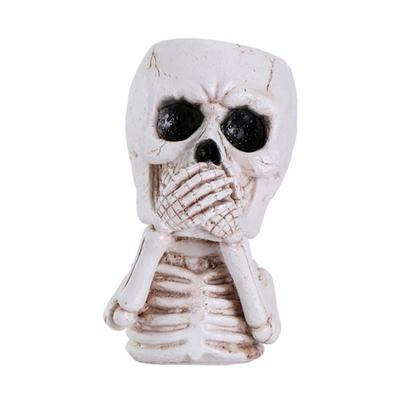 Maceta de resina con forma de calavera para Halloween, figura de esqueleto, maceta para interior y exterior, contenedor para plantas suculentas, decoración para el hogar, el balcón y el jardín