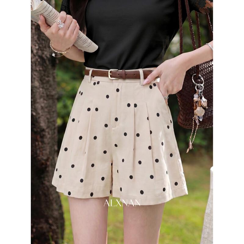 Lu Xiangnan French Style High-Waisted Polka Dot Shorts M