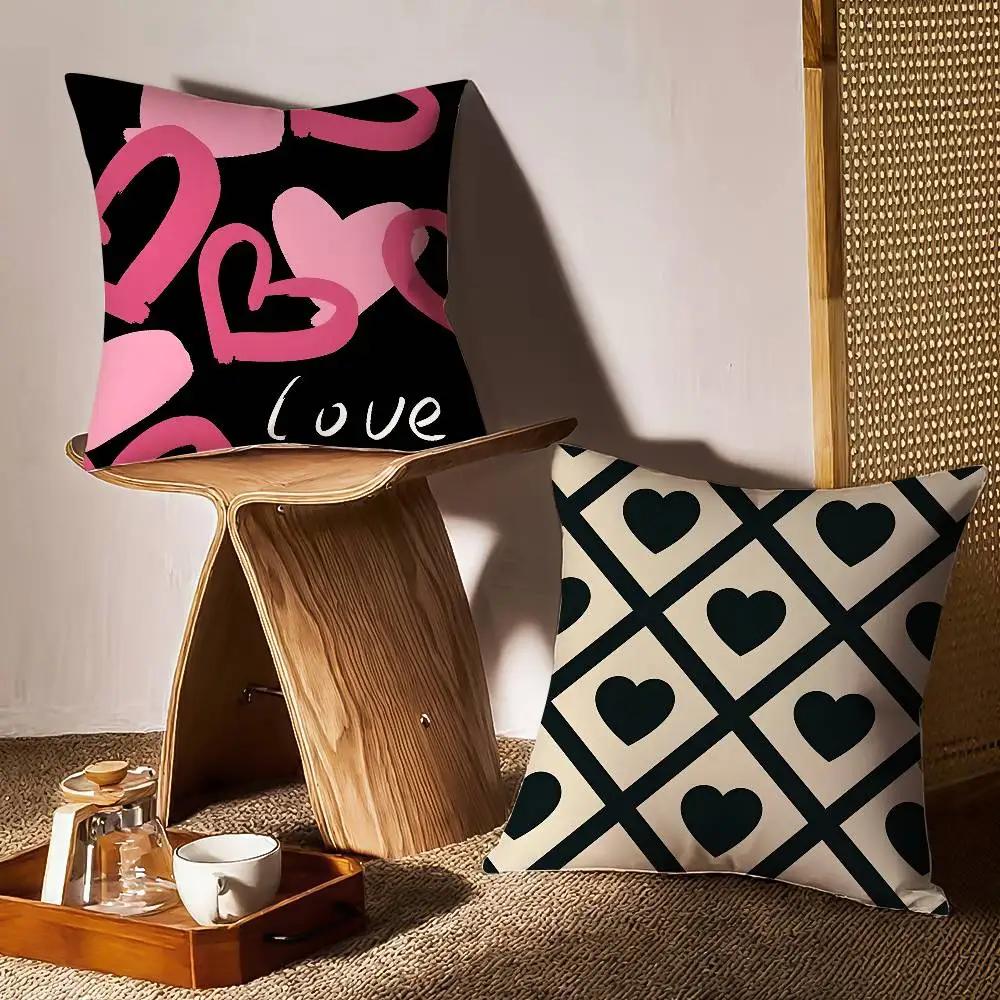 Fashion Love Heart Pillow Case Sofa And Living Room Decorative Cushion Covers Dust-Proof And Mite-Proof Invisible Zipper