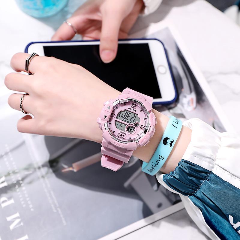 Harajuku Style Large Dial Electronic Watch: Unisex, Multifunctional, Sports Waterproof, Luminous with Alarm.