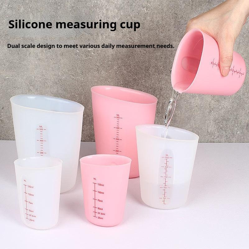 Baking Tools Silicone Measuring Cup 250ml 500ml Silicone Milk Cup Visual Double Scale Measuring Cup