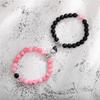Trendy Couple 2Pcs/Set Natural Stone Beads Love Heart Magnetic Bracelet For Women Men Charm Peach Beaded Bracelets Jewelry Gifts