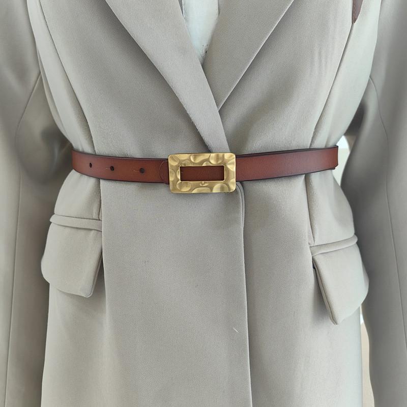 Leather Genuine Two Layer Belt Women With Alloy Buckle Casual Fashion Accessory