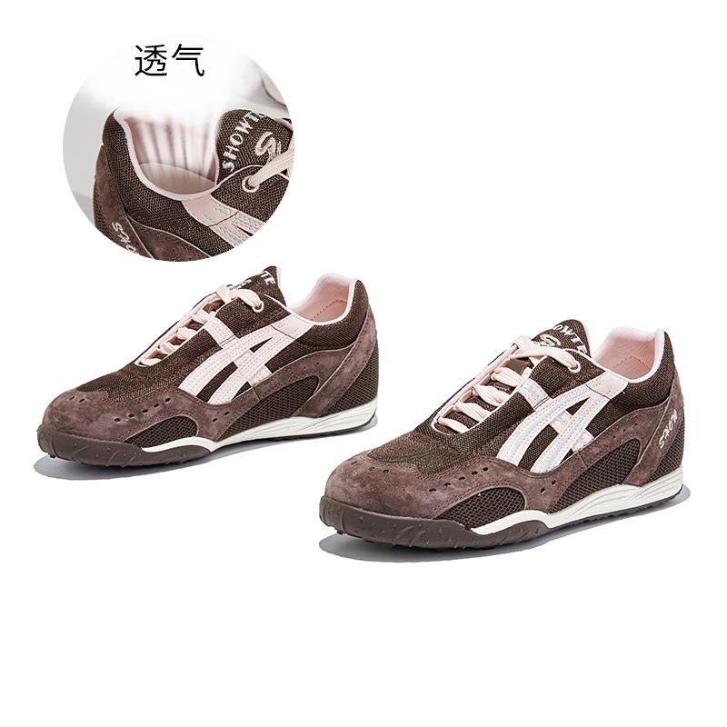 

Внутреннее увеличение высоты 3,5 см кожаные ретро спортивные женские туфли осень новые вафли 40 кофейный