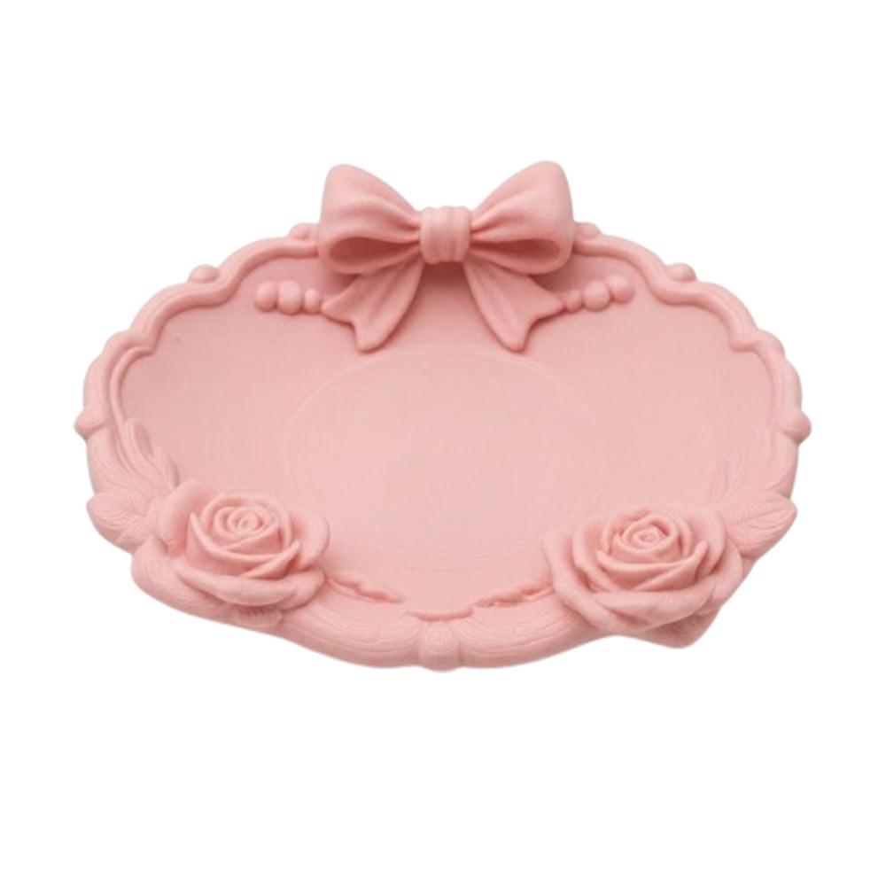 

Smooth Surface Jewelry Storage Tray Plastic Bow Knot Trinket Plate Home Decoration розовый