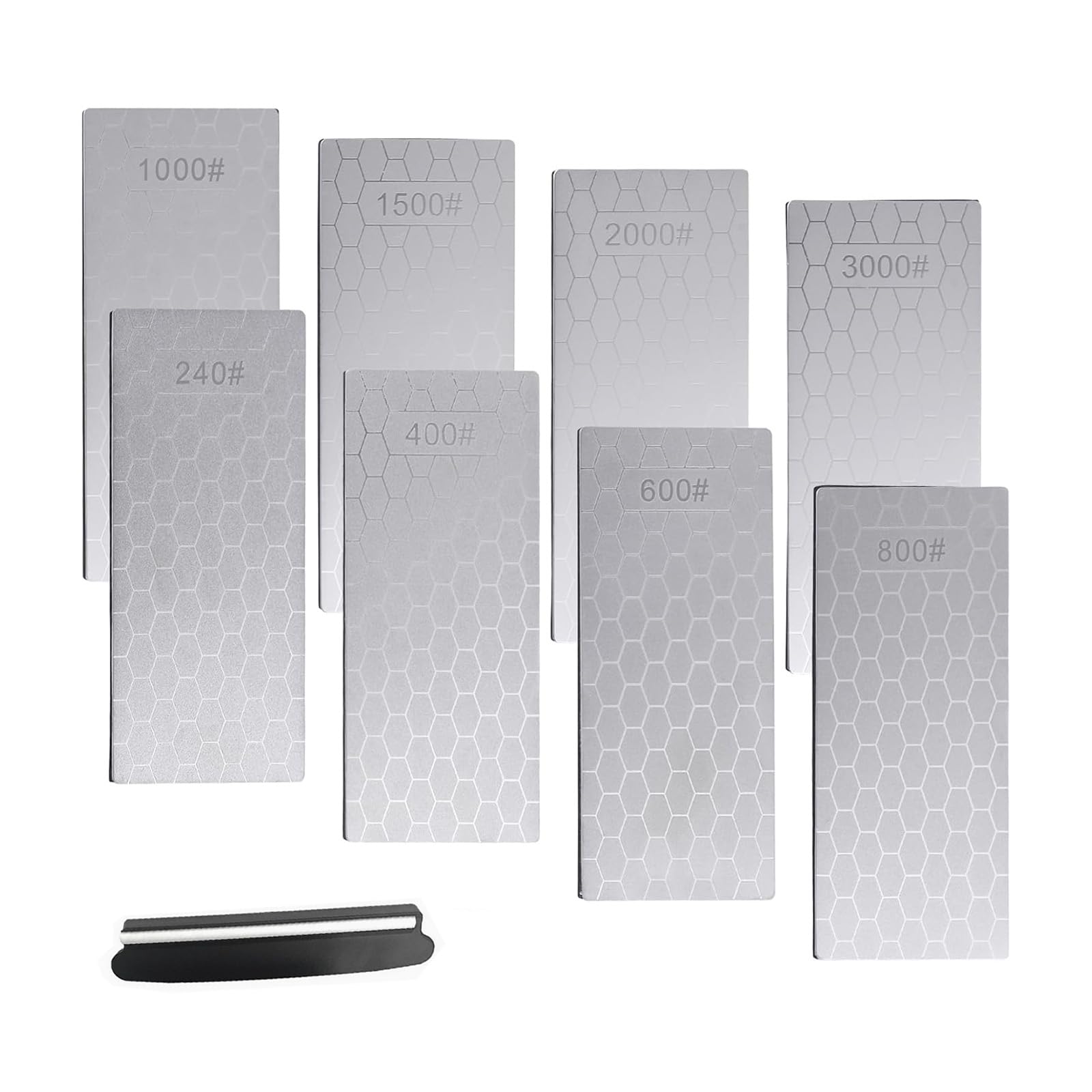 Diamond Sharpening Stone Set of 8 (#240, #400, #600, #800, #1000, #1500, #2000, #3000 Grit) - Ideal for Sharpening Knives, Finishing, and Flattening.