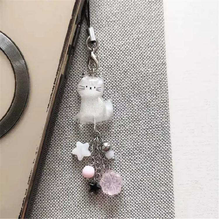 Charm Cats Keychain Featuring Beaded Accent For Good Fortune And Easy Carry