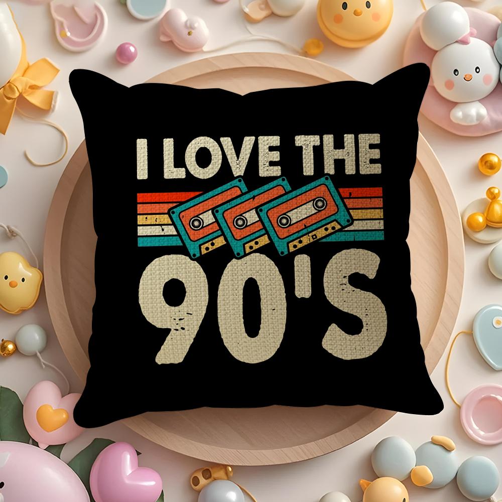 Vintage Retro Cassette Tape Cushion Cover Summer Coolness Linen Fabric Double-Sided Printing Pillow Case Sofa Home Decor Gift