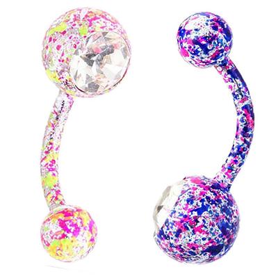 Body Piercing Jewelry Shiny Rhinestone Flower Dangle Button Belly Navel Ring Bar