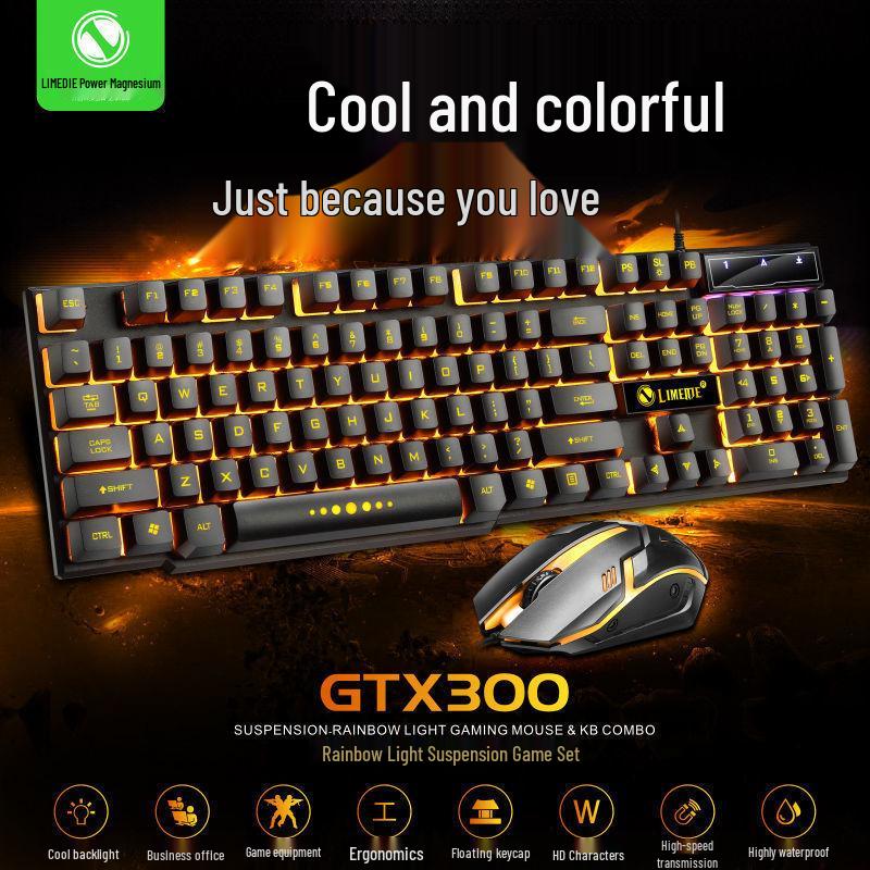 Gaming Style USB Keyboard and Mouse Set with Backlit Mechanical Feel for Desktop and Laptop