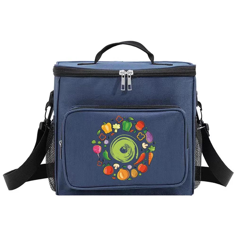 Shoulder Lunch Bag Insulated Bags Thermal Organizer Handbag Portable Waterproof Cooler Box for Men and Women Food Pattern