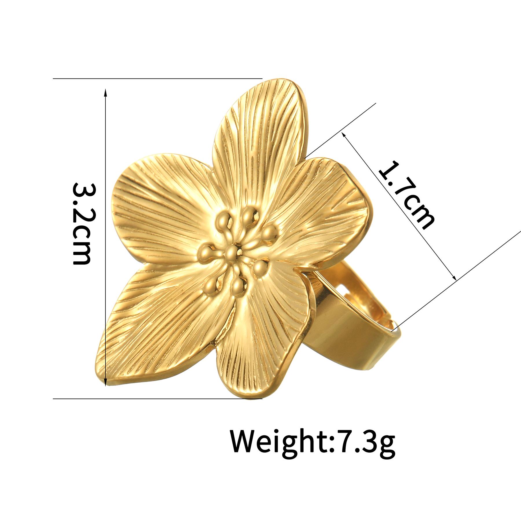 

Atoztide Gold Color Vintage Flowers Bracelet Earring Ring Jewelry Set for Women Stainless Steel Exquisite Flower Set Daily Gift