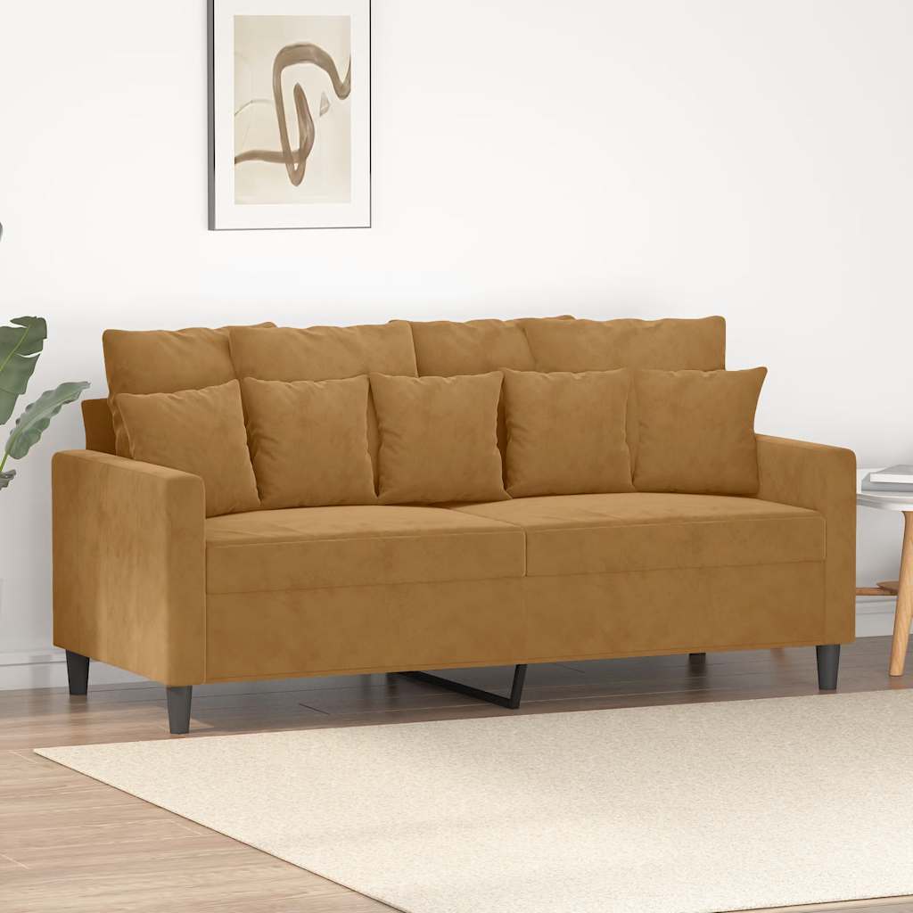 2 Seater Sofa Brown 140 cm Velvet