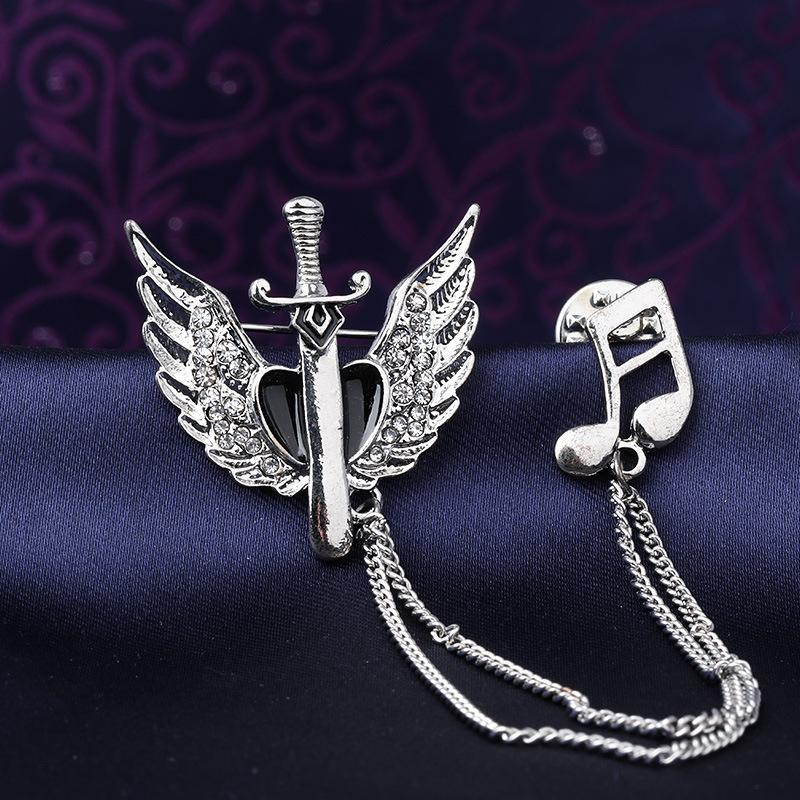 Retro Men'S Brooch Business Suit Shirt Simple Pendant Badge Collar Pin Collar Badge