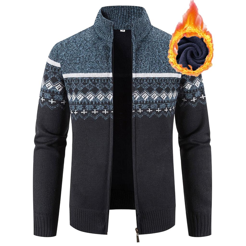 Cozy Up Sweaters for Men,Men's Full Zip Cardigan Sweater Casual Cable Knitted Stand Collar Sweater with Pockets Jackets for Men