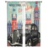 Willkommen in London, Retro-Poster, transparente Vorhänge für Wohnzimmer, transparenter Tüll, Fenstervorhang, Schlafzimmer, Küchendekor, Schleiervorhänge