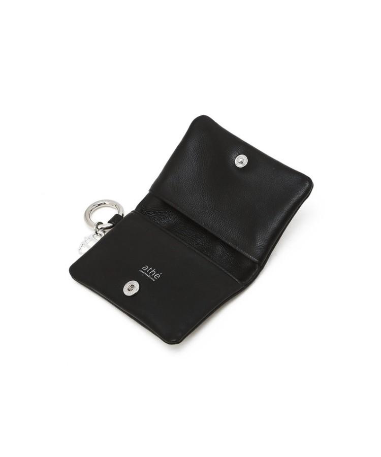 Athe Vanessabruno [Deux] Black Lambskin 2.5-Fold Card Wallet Aaho6E589Bk