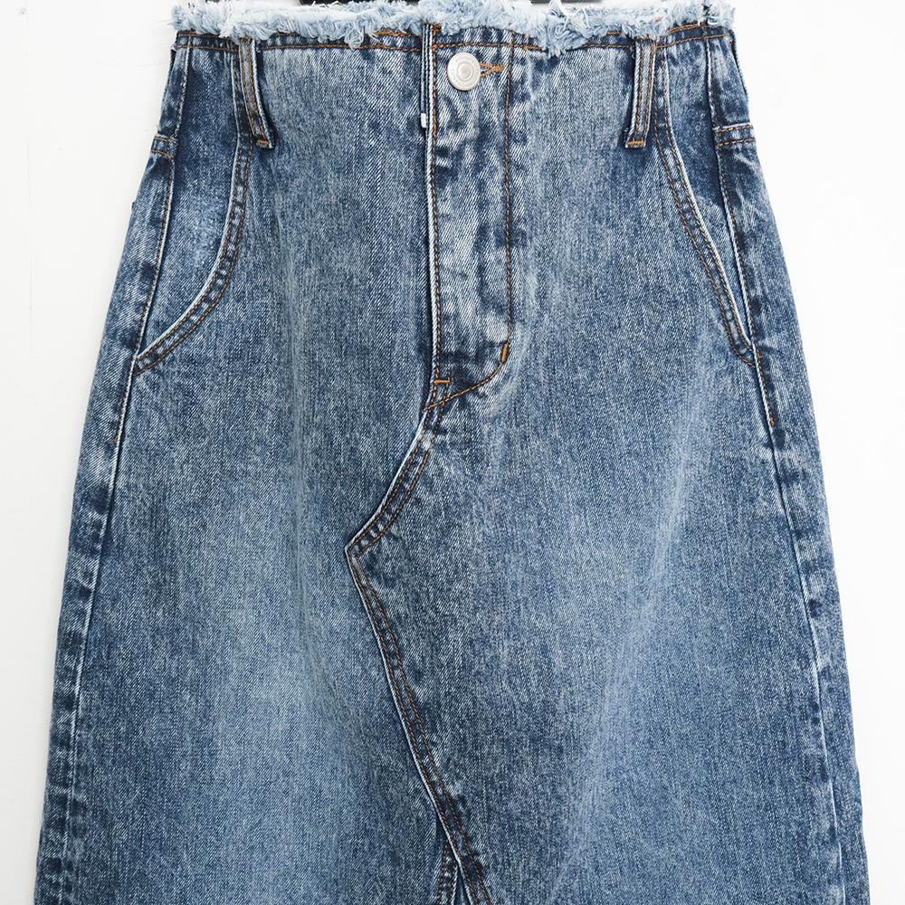 999Hyumeoniti Full Length Denim Skirt (Stone Blue)