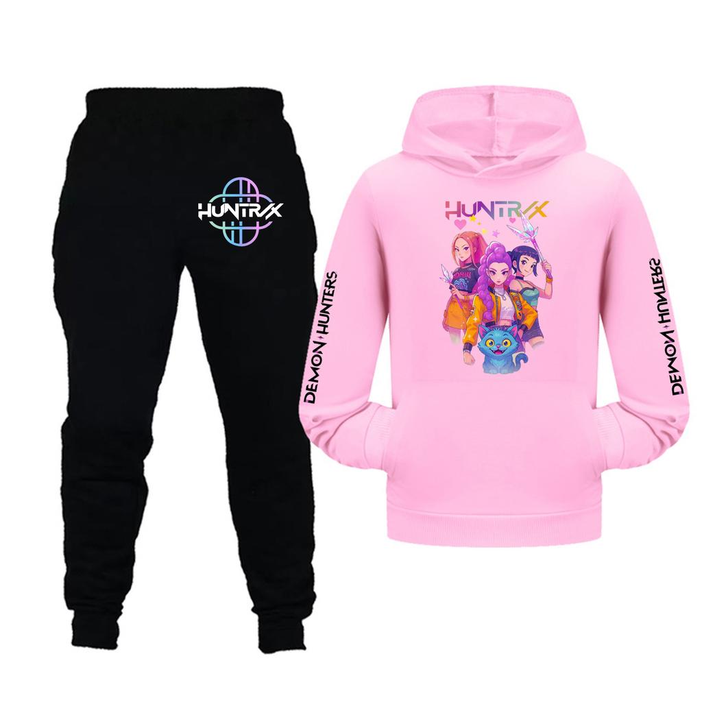 Kids Girls Long Sleeve Hooded Sweatshirt And Pants Set For Toddler And Big Kids 2Pcs Outfits