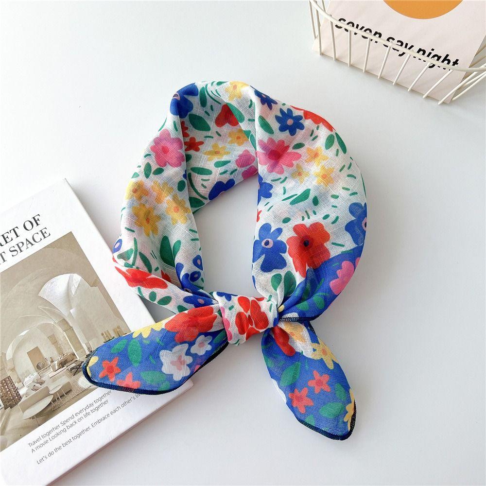 Weave Hair Decorate Bag Scarf Neck Tie Hair Band Printed Scarf Flower Silk Scarf Square Scarf