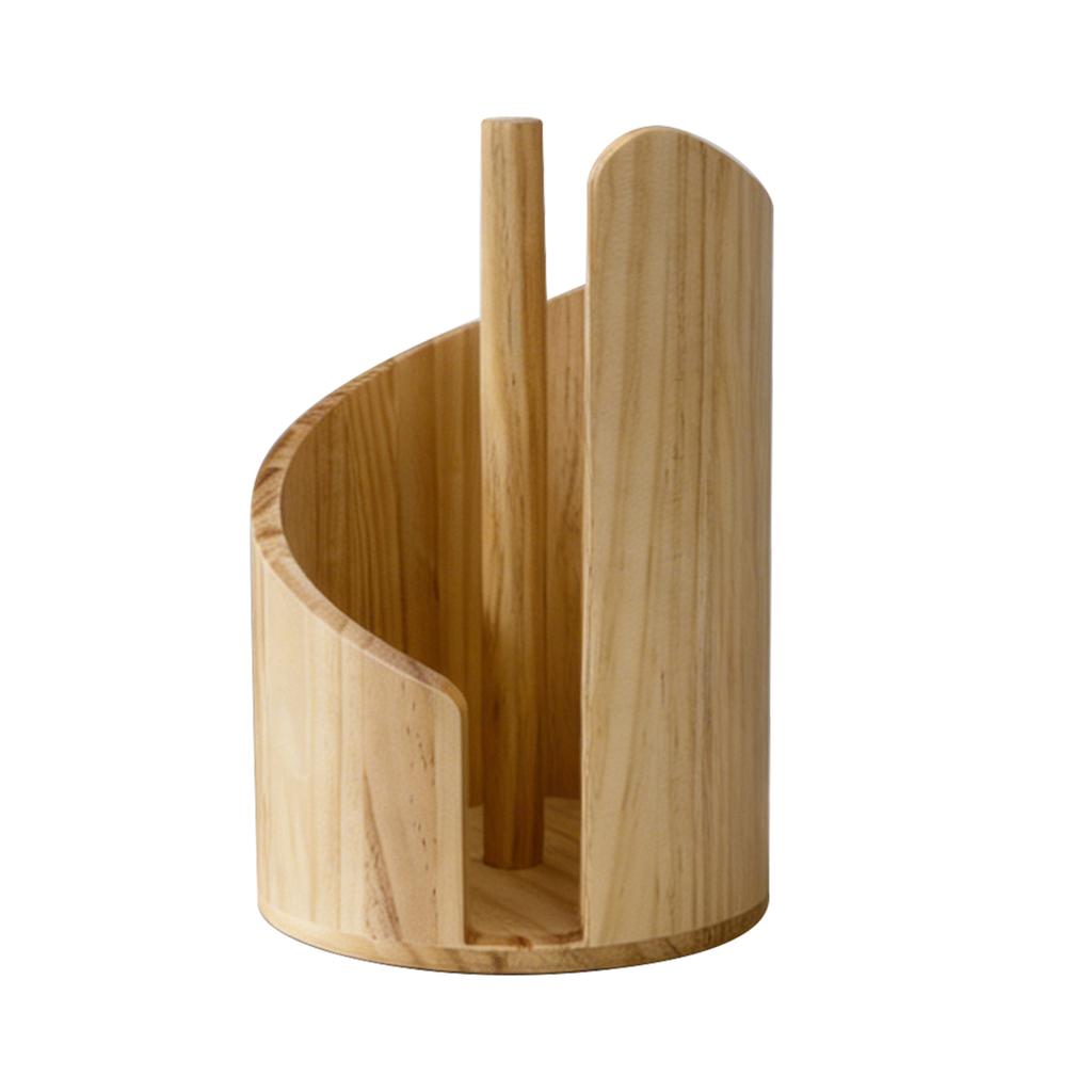 Wooden Tissue Holder with Base Mango Wood Towel Roll Rack Large Capacity Stable Paper Dispenser for Dining Room Living Room