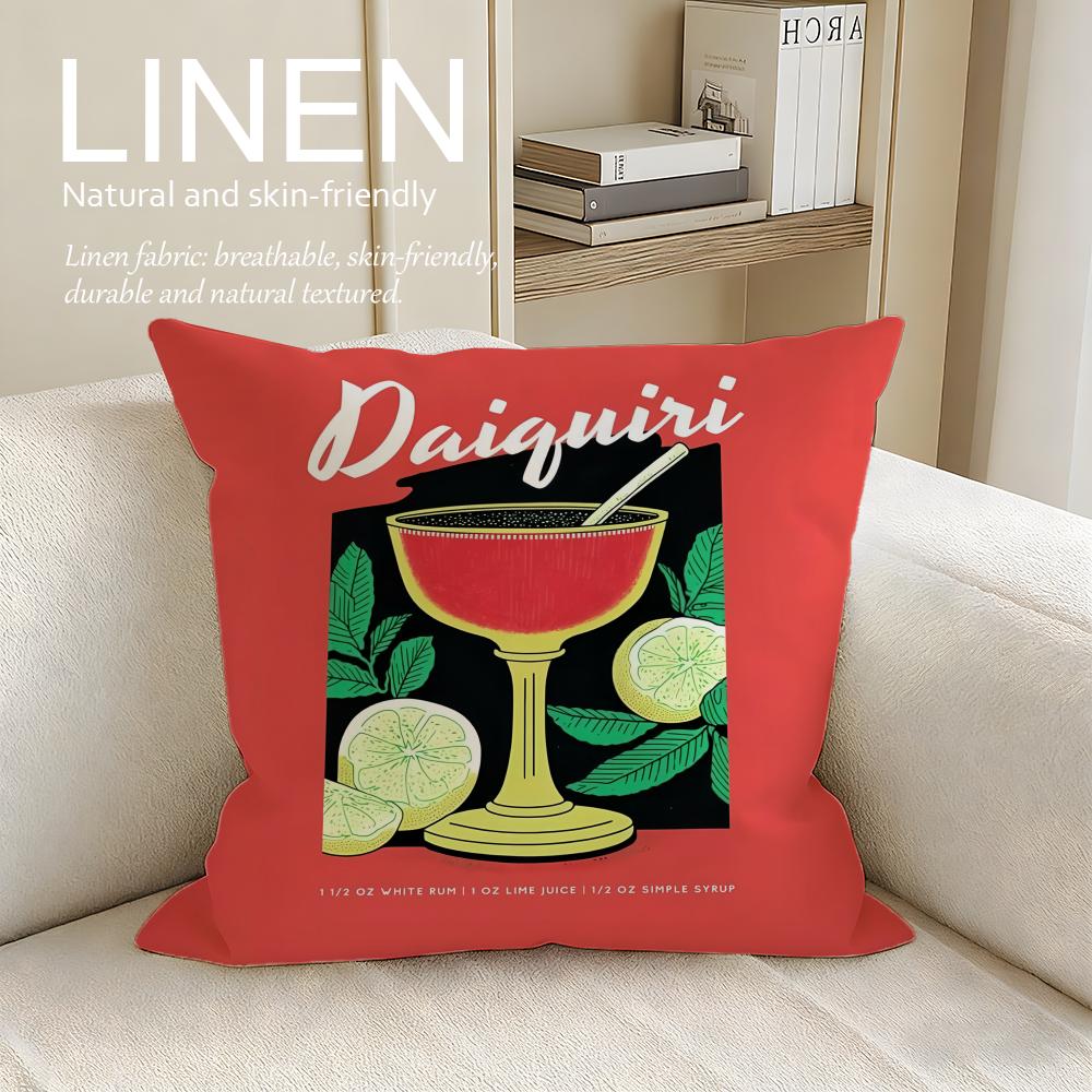 Food Daiquiri Cocktail Cushion Cover Pillowcase Set Pcs x x Breathable Washable Sofa Cushion Cover