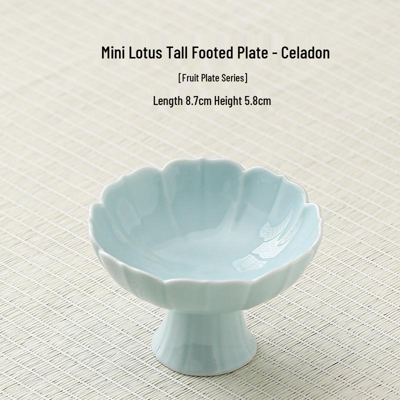 Ceramic High-Foot Snack and Dim Sum Plate for Tea or Fruit