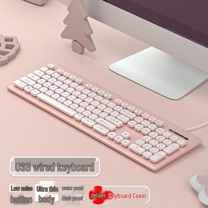 

Stylish Chocolate Keyboard & Silent Wireless/Wired Mouse Set for Office/Home Use