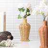 Farmhouses Vintage Faux Rattan Woven Flower Vase for Home Kitchen Imitation Wicker Florals Holder Container Table Decors