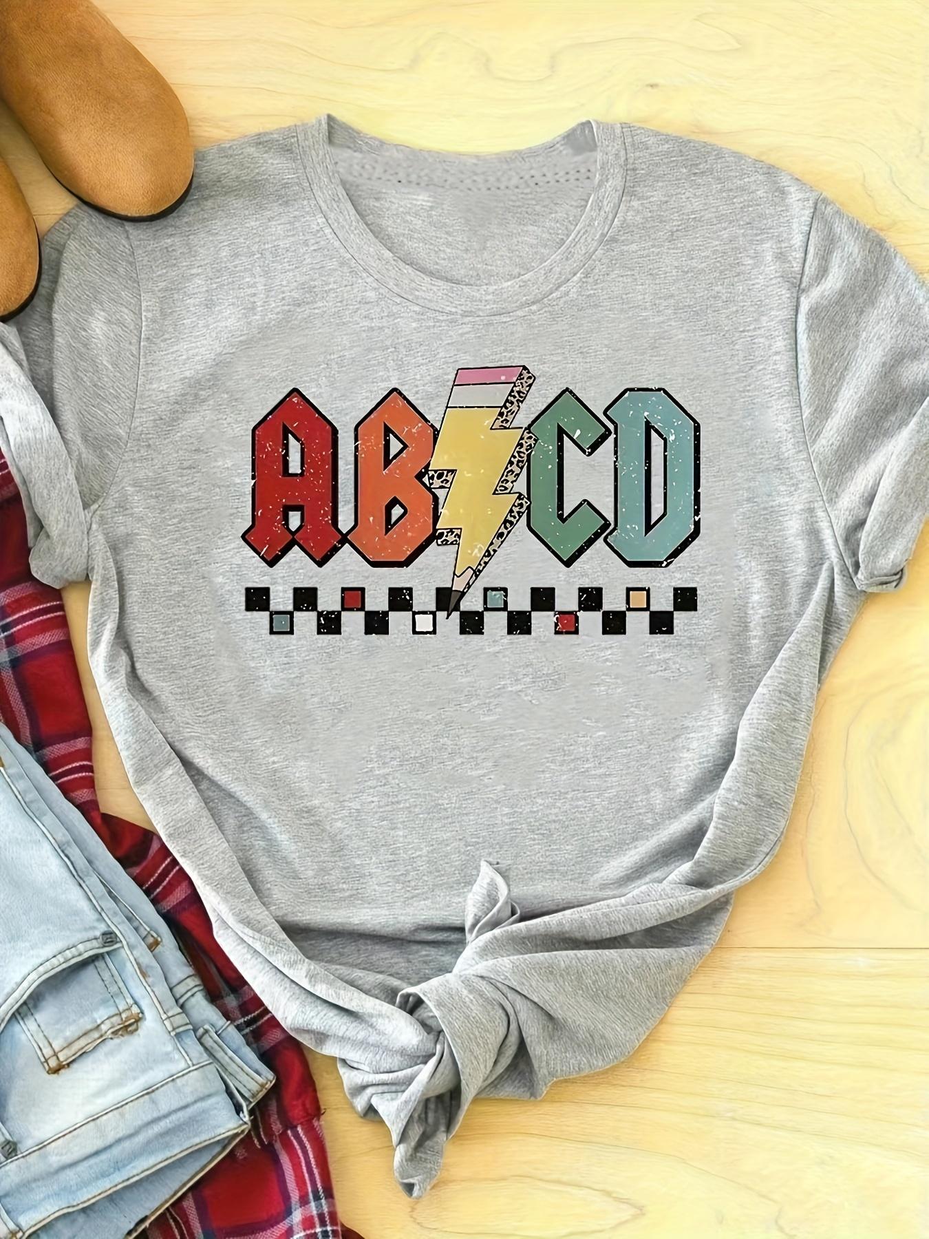 

Футболка с круглым вырезом и принтом в виде букв и графики, повседневный топ с коротким рукавом для весны и лета, женская одежда 4XL