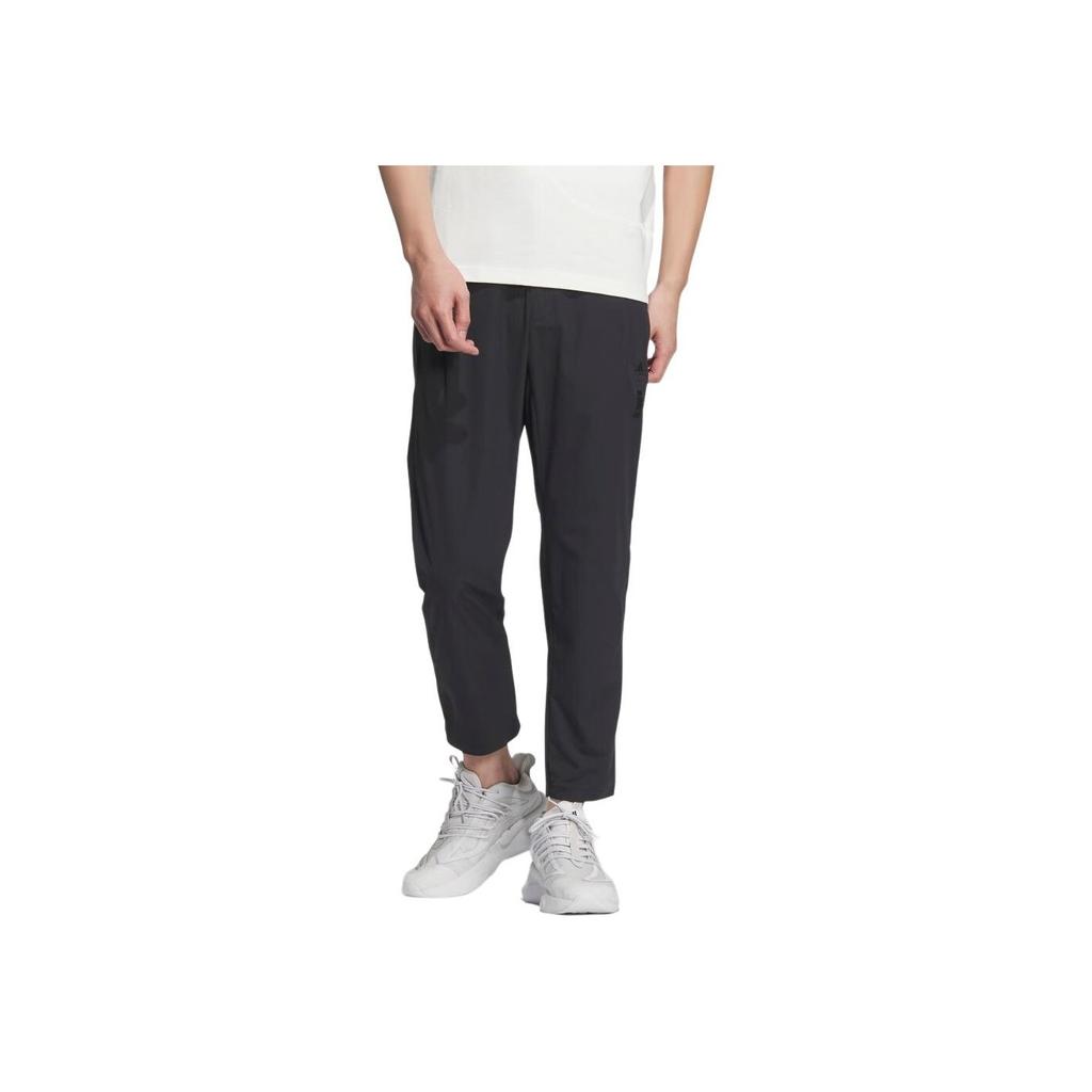 Adidas Pure Color Slim-Fit Woven Cropped Casual Pants Men Bottoms Black JE6670