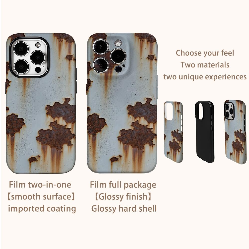 Stylish Fun Rust Simulation Phone Case for IPhone 16 15 14 13 12 11 X XS XR XSMAX 7 8 Pro Max Plus Double-layer Back Cover