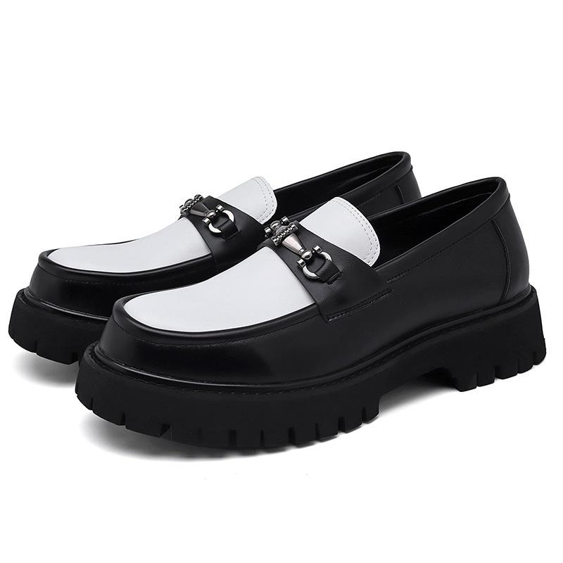 Herren Übergröße Colorblock Leder Formelle & Freizeitliche Slipper mit dicker Sohle