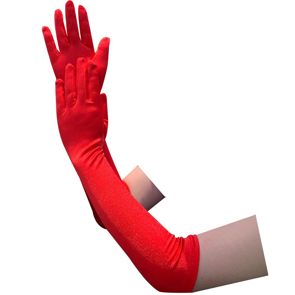 Vintage Ball Polyamide Tin Gloves Women's Satin Gloves Sunblock Show Show Long Gloves