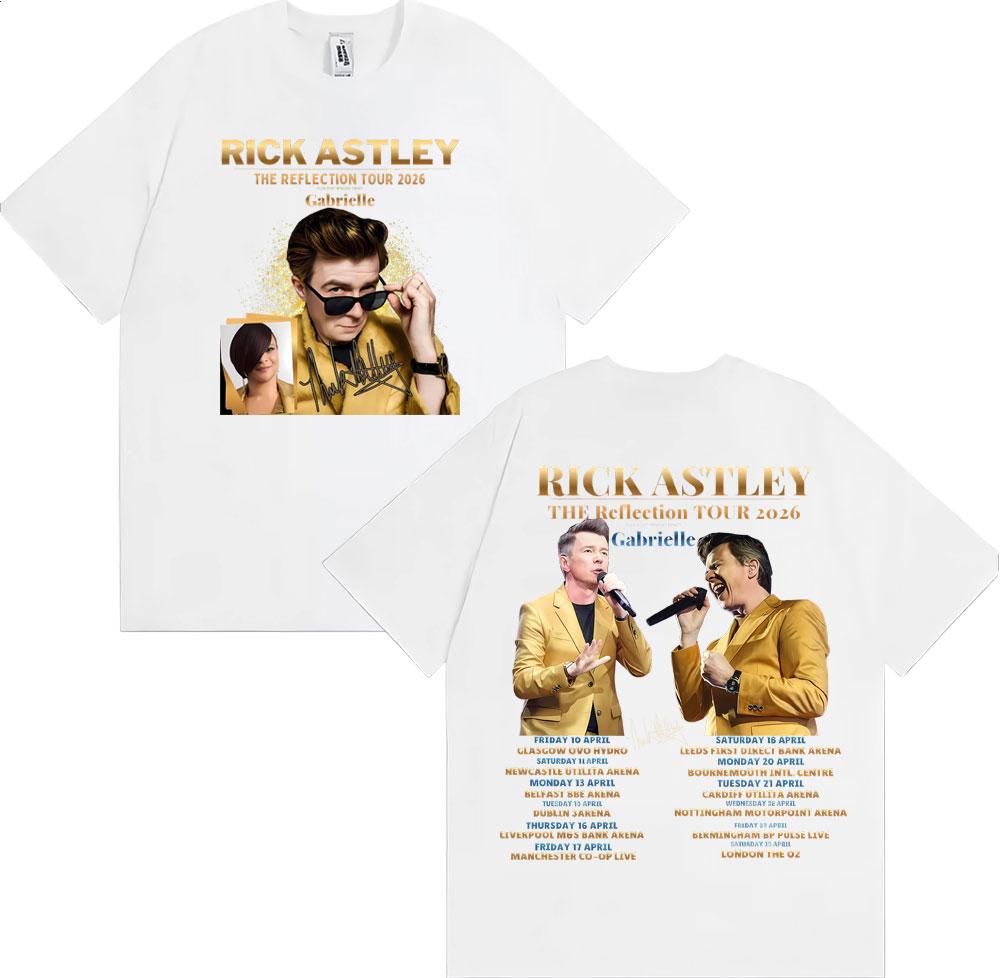 Rick Astley Reflection Tour 2026 Printed T Shirt Men Women Fashion Classic Comfort 100% Cotton T-Shirt Oversized O-Neck T-shirts