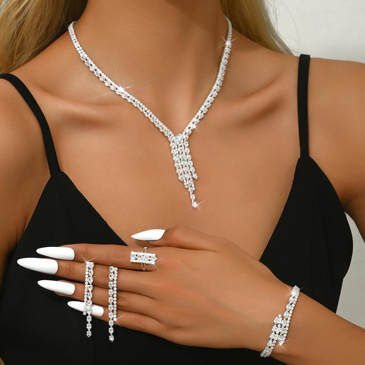 Свадебный циркон Персонализированный Роскошный Ювелирный Набор Вечернее Платье Ожерелье Серьги