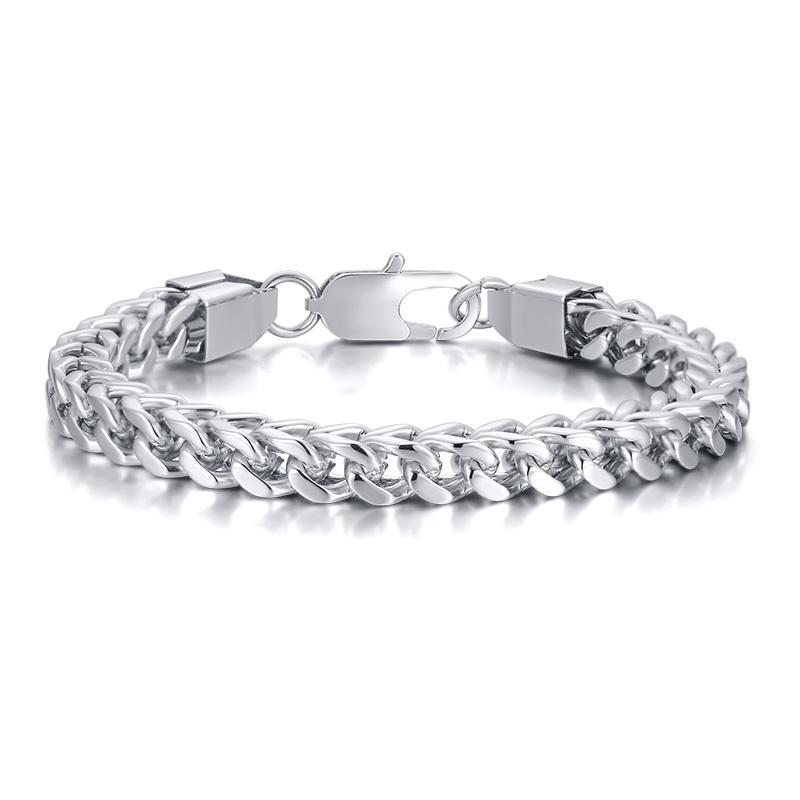 Xiaomi Vnox Franco-Kettenarmbänder für Herren, Quadratische mehrlagige kubanische Kettenglieder-Armband aus Edelstahl, Lässiger männlicher Punk-Schmuck