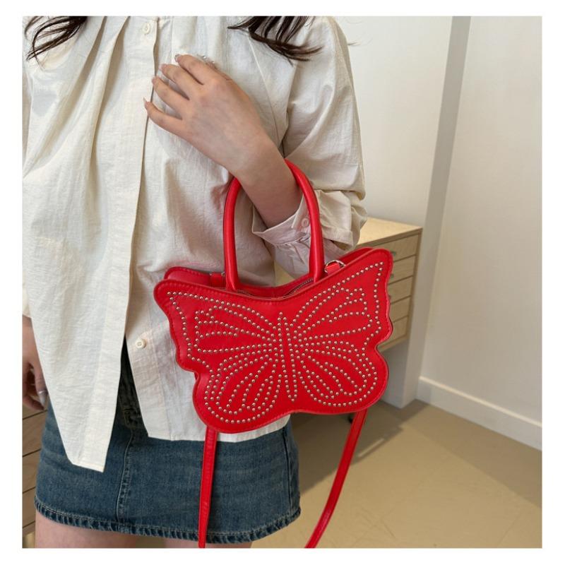 Bow Tote Square Bag Dámská Rivet Fashion taška přes rameno Crossbody kabelka