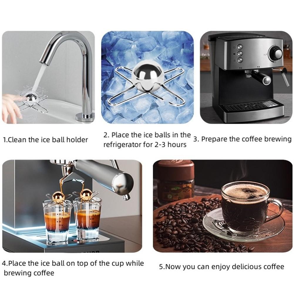Stainless Steel Espresso Coffee Ice Cube Ball Durable