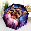 Yorkshire Terrier and Heart pattern, automatic folding umbrella, portable and foldable design, 8 ribs, a Christmas or birthday gift.