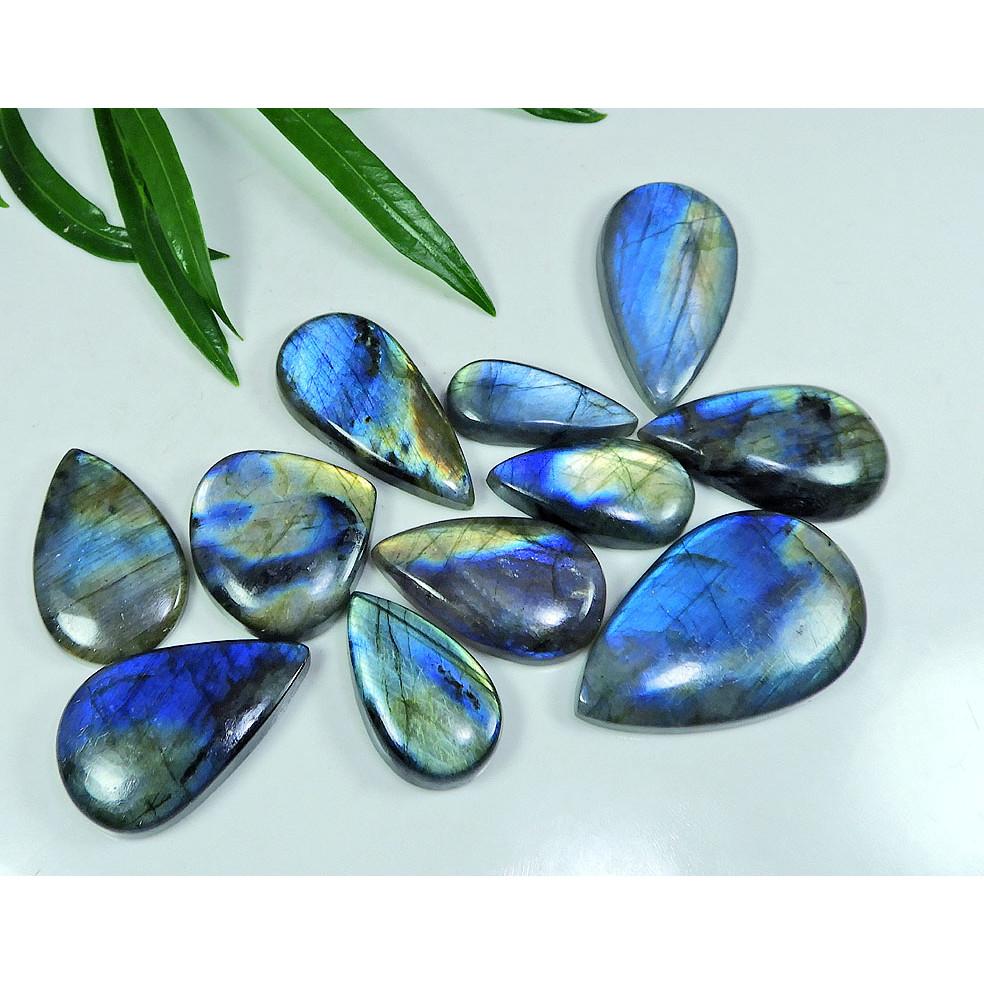 

11Pcs385Cts Labradorite Multi Pear Cabochon Loose Gemstone Lot 12X27-25X43MM LL-887