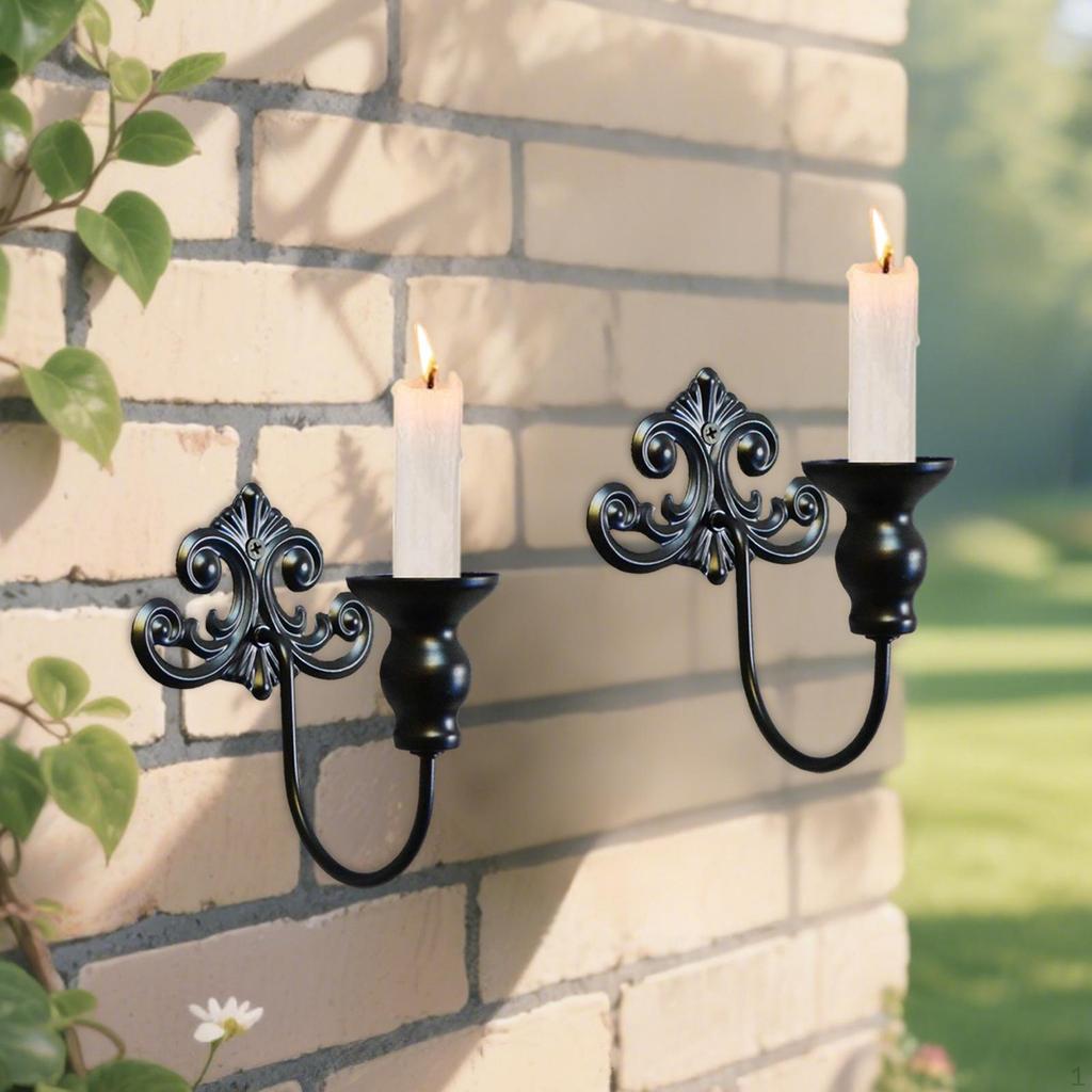2 Pieces Candle Sconces Wall Holder Candlestick Ornament Decorative for Fireplace Wedding