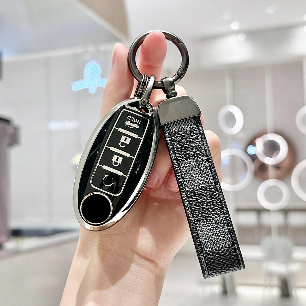 TPU Key Fob Cover for Nissan Altima Rogue Sentra Pathfinder Frontier Maxima Titan Murano Kicks Juke Versa Arma Keychain Lanyard
