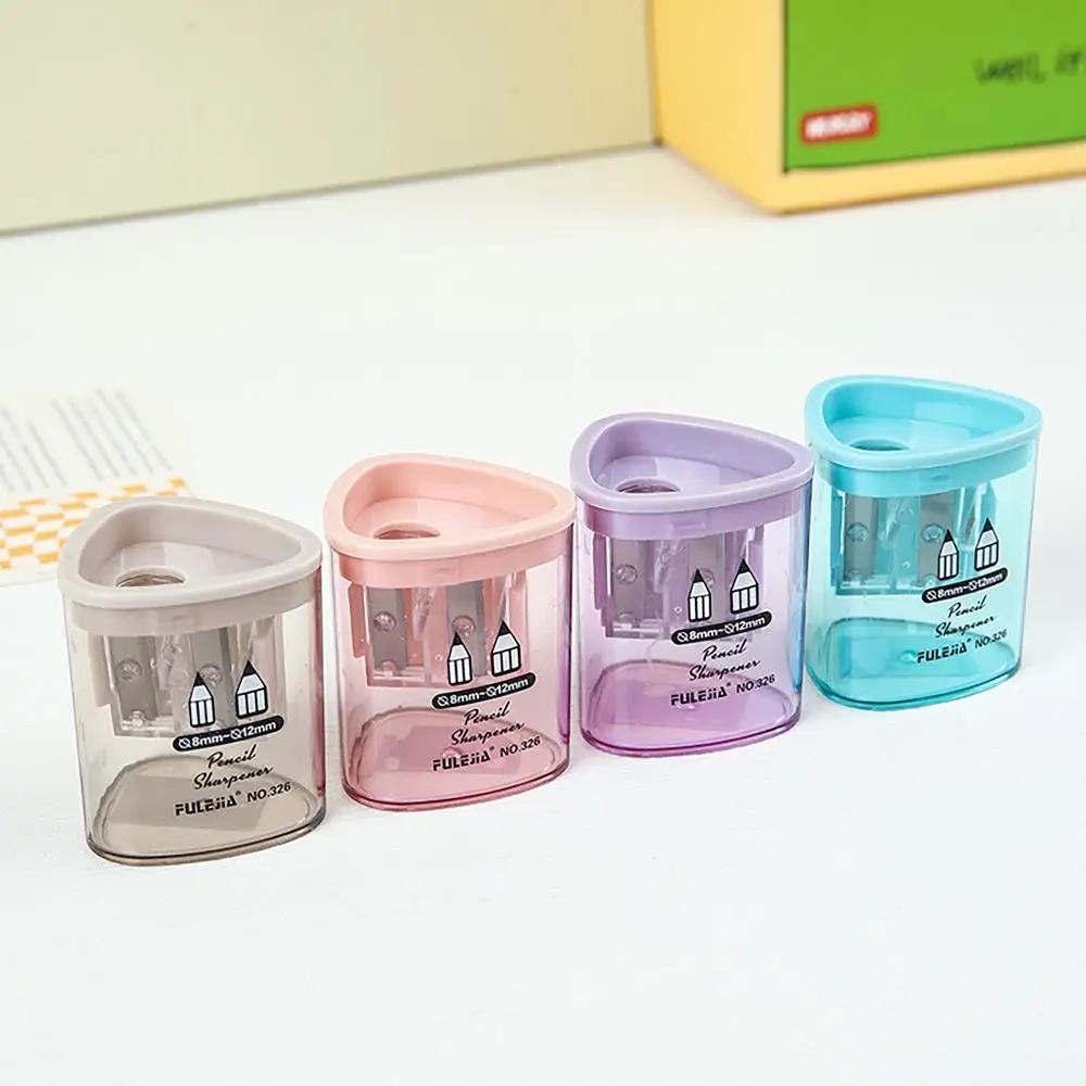 Double Hole Pencil Sharpener Random Color Triangles Hexagons Circles Squares Pencil Shavings School Office Supplies